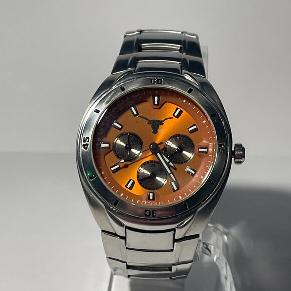 Texas Longhorns NCAA Stainless-Steel Chronograph Men's Watch by Fossil NEW - Picture 7 of 8